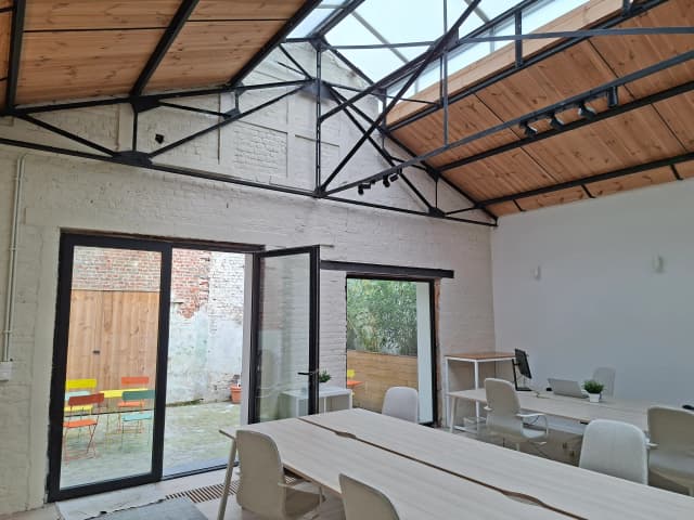 Open space with glass doors and courtyard
