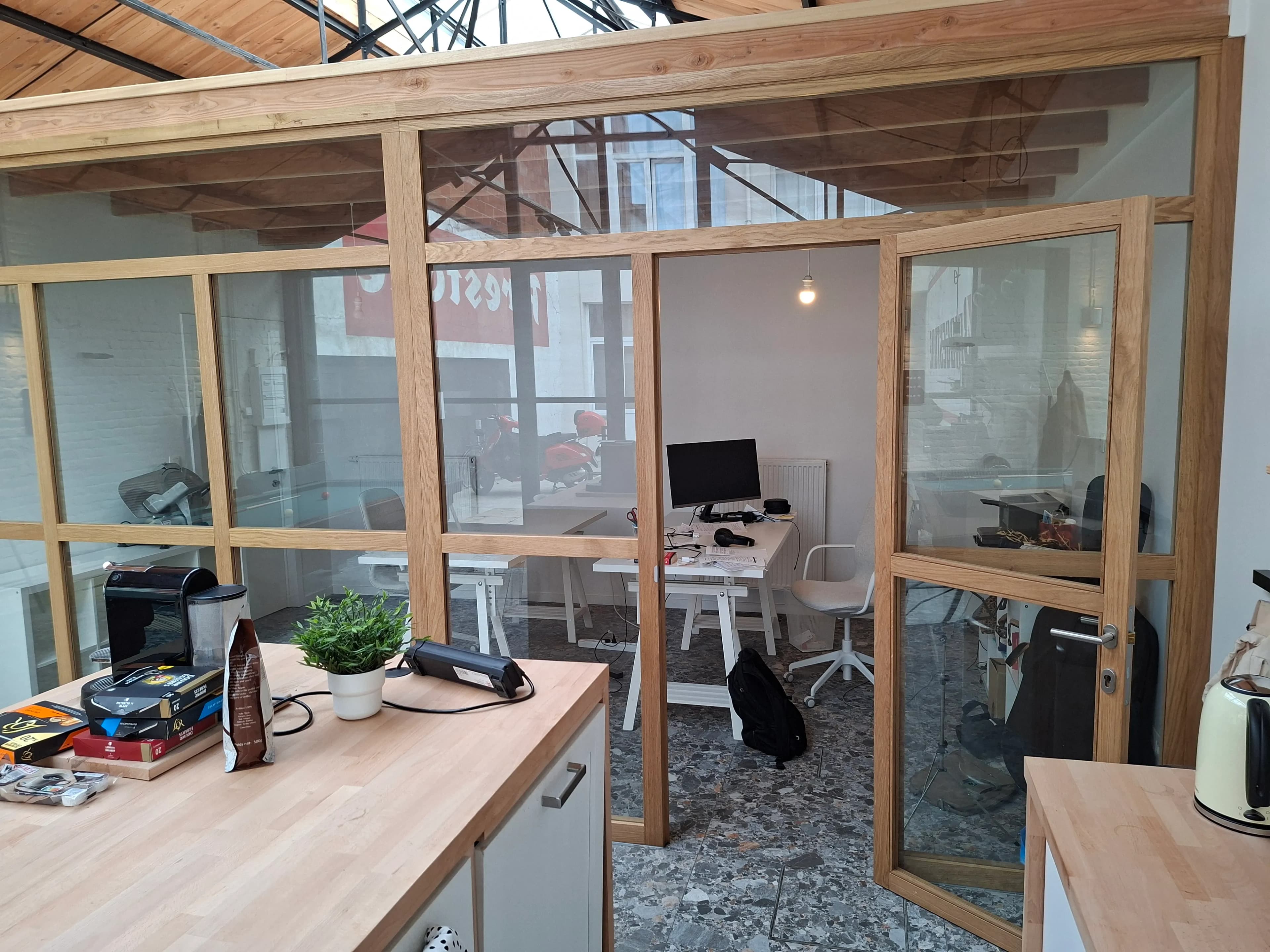 Glass-walled private office